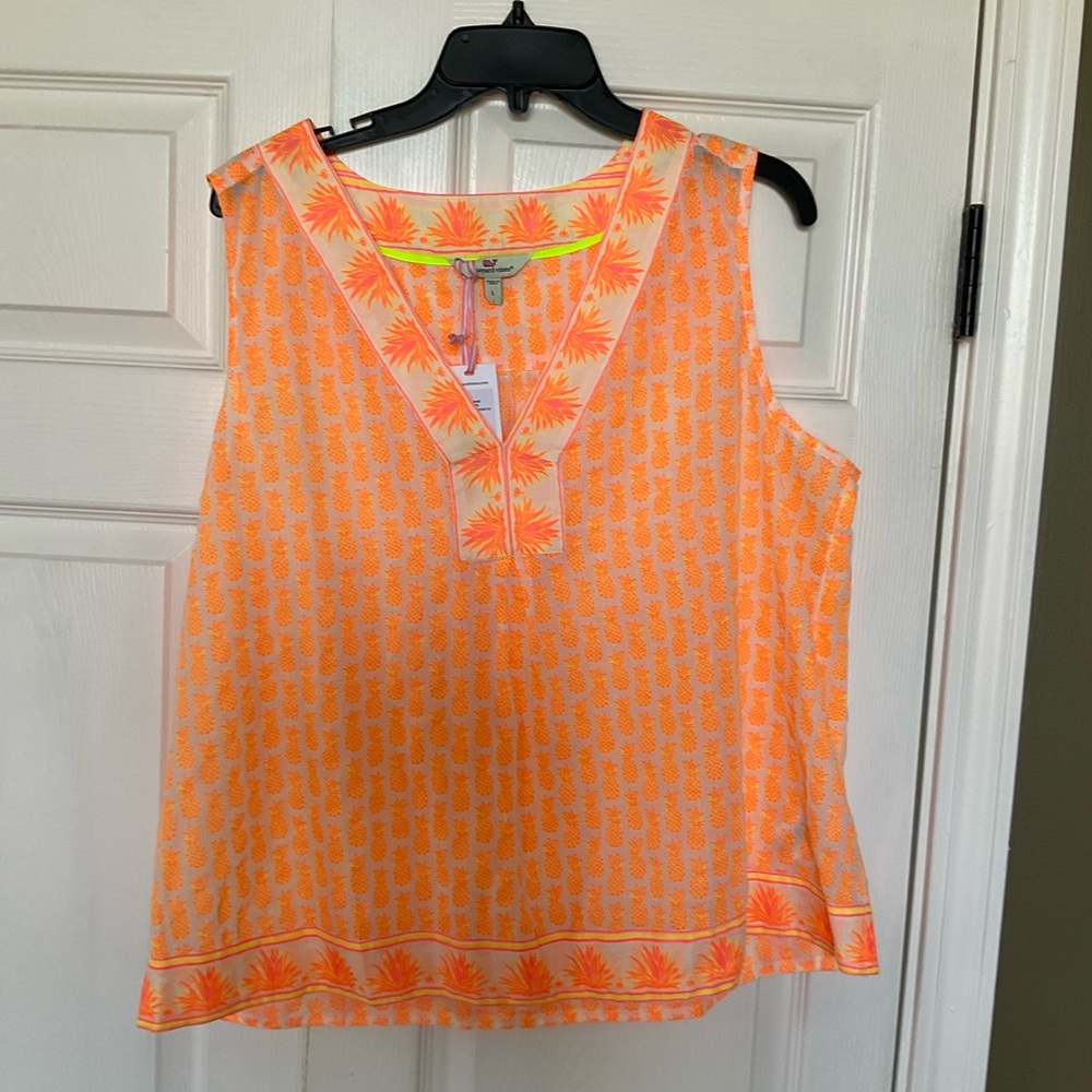 Vineyard Vines Orange Sleeveless Top NWT L